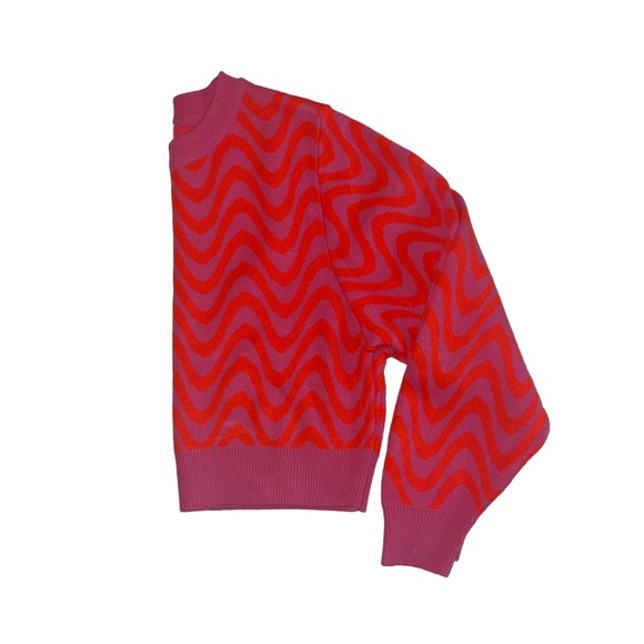 H&M DIVIDED Soft Jacquard Knit Pink & Orange Crewneck Sweater  Small - Picture 5 of 6